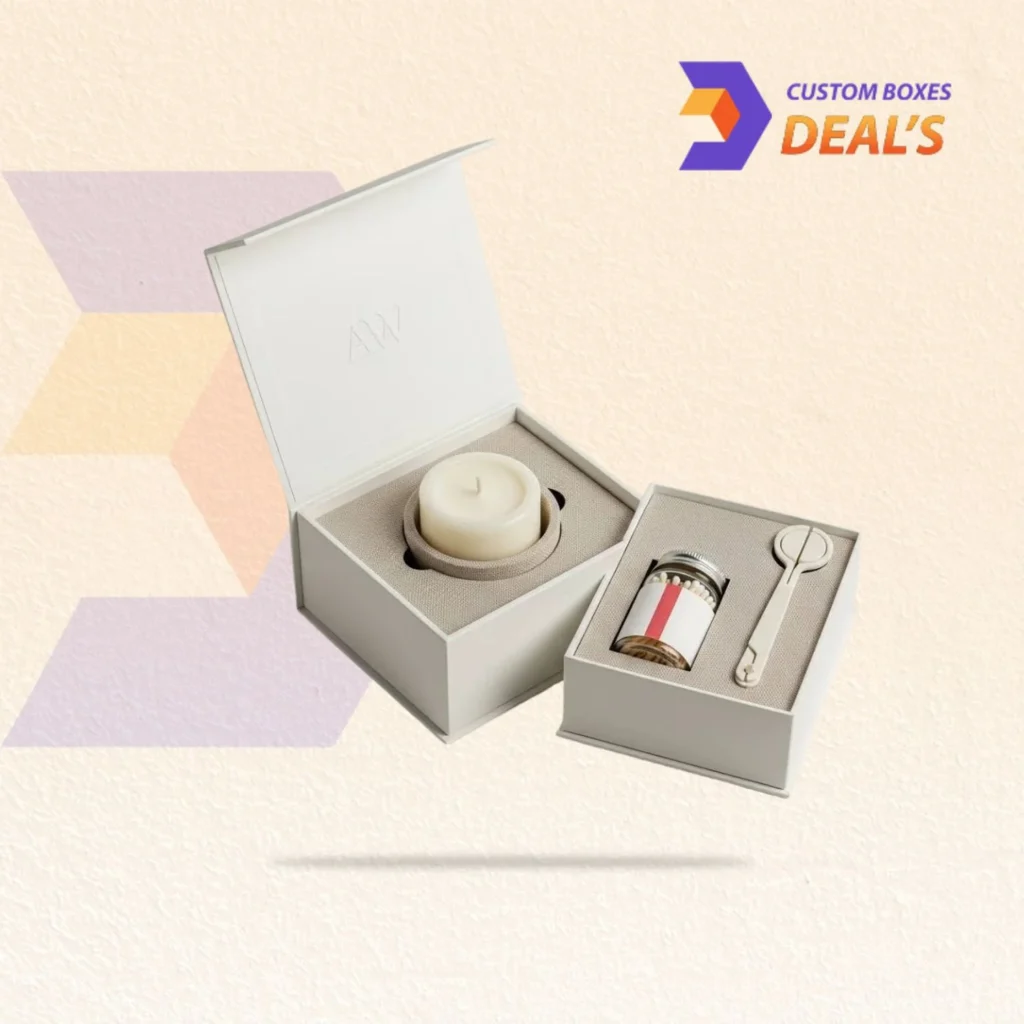 Branded candle neck boxes with personalized artwork for retail and promotional use