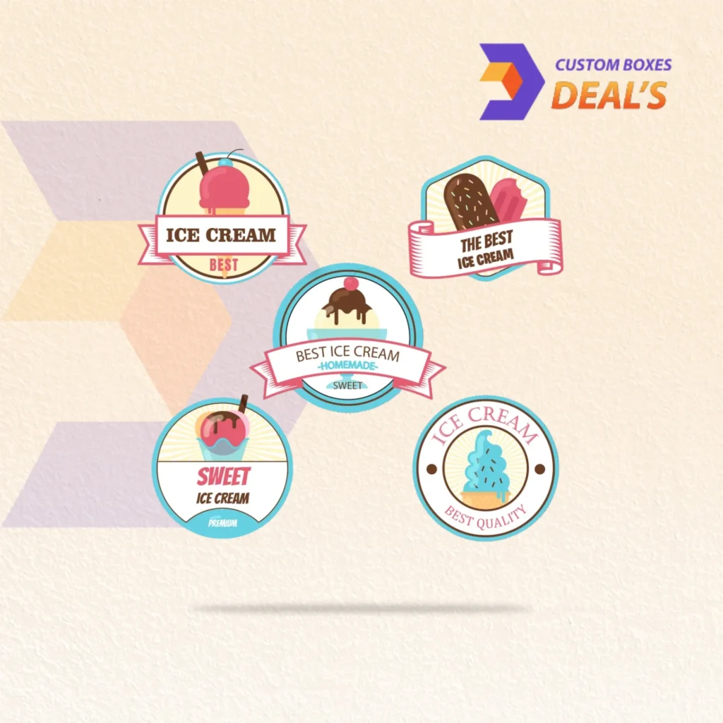 Printed packaging labels for ice cream, gelato, and frozen yogurt products
