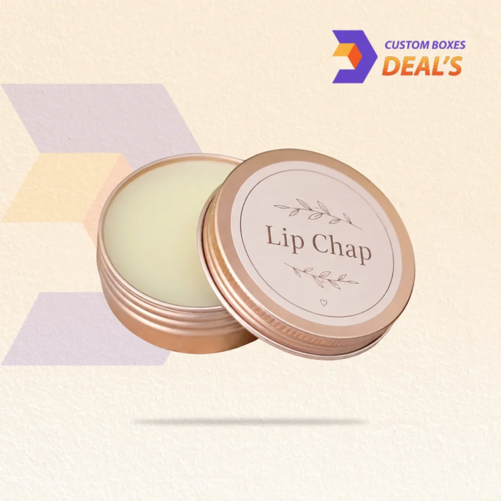 Custom lip chap containers with branded packaging for lip balm and lip care products