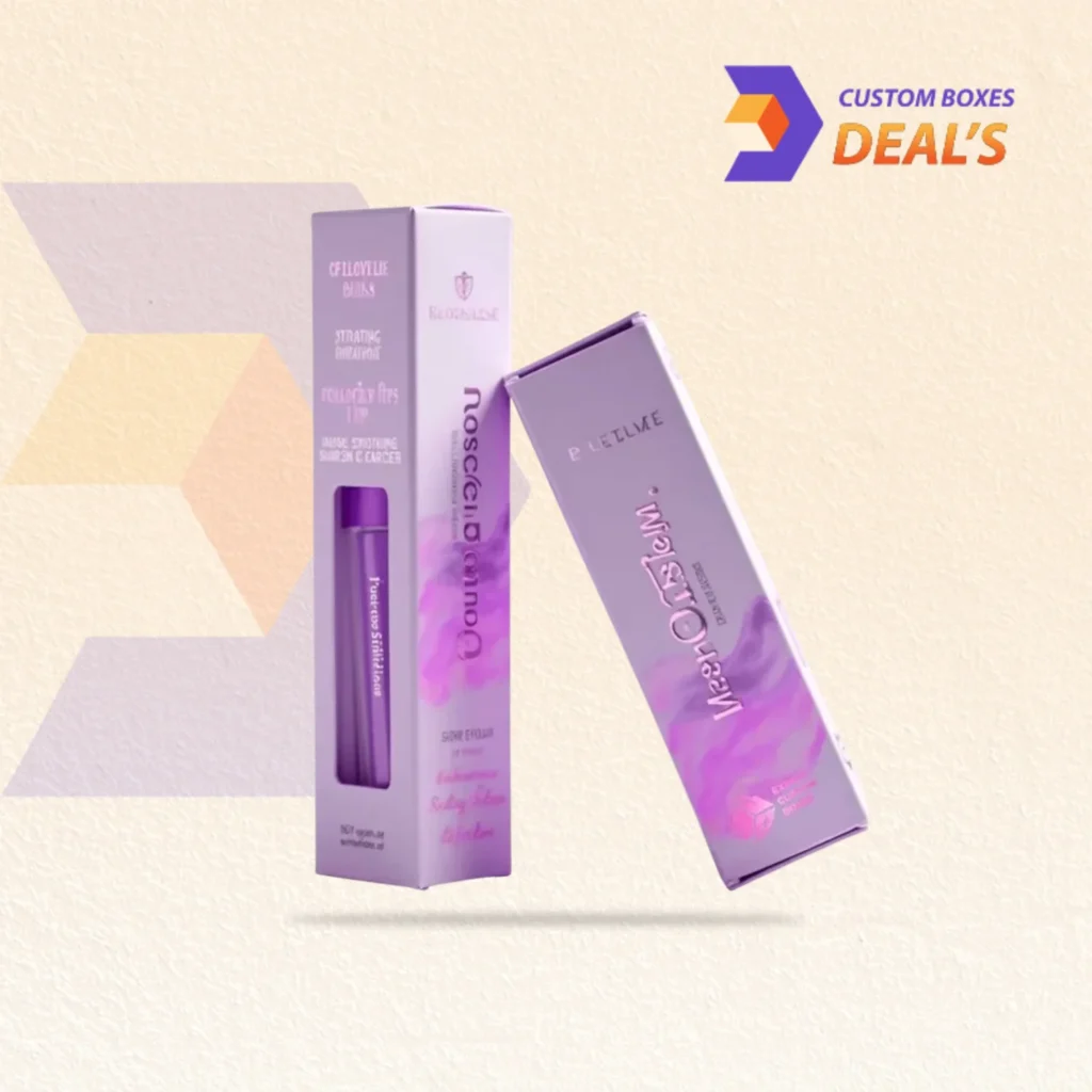 Custom printed lip gloss boxes with logo branding for professional cosmetic packaging
