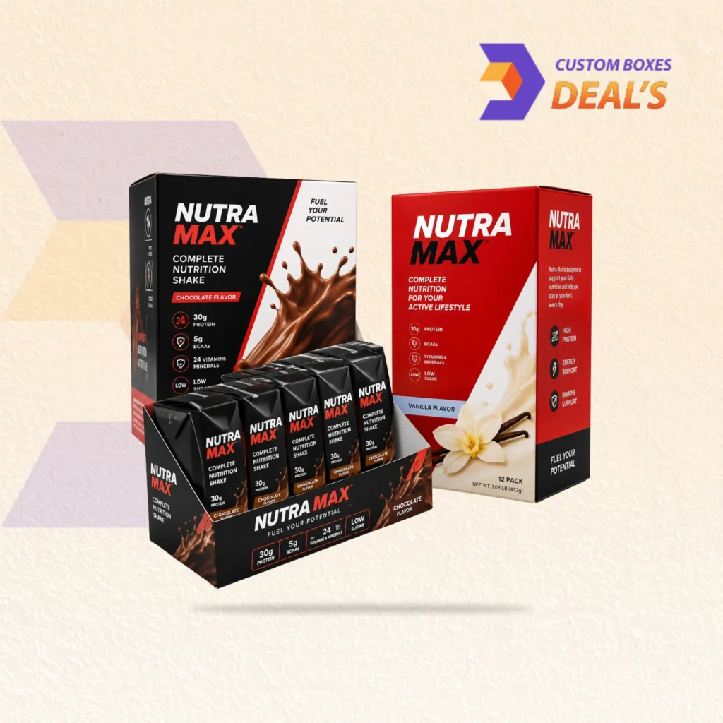 Durable custom nutrition packaging boxes for retail health and supplement products