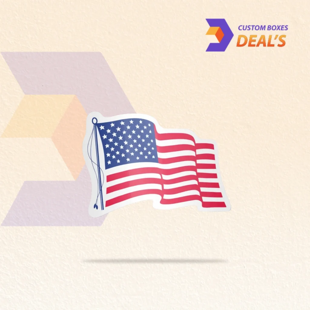 Custom USA flag stickers for laptops bottles cars and packaging