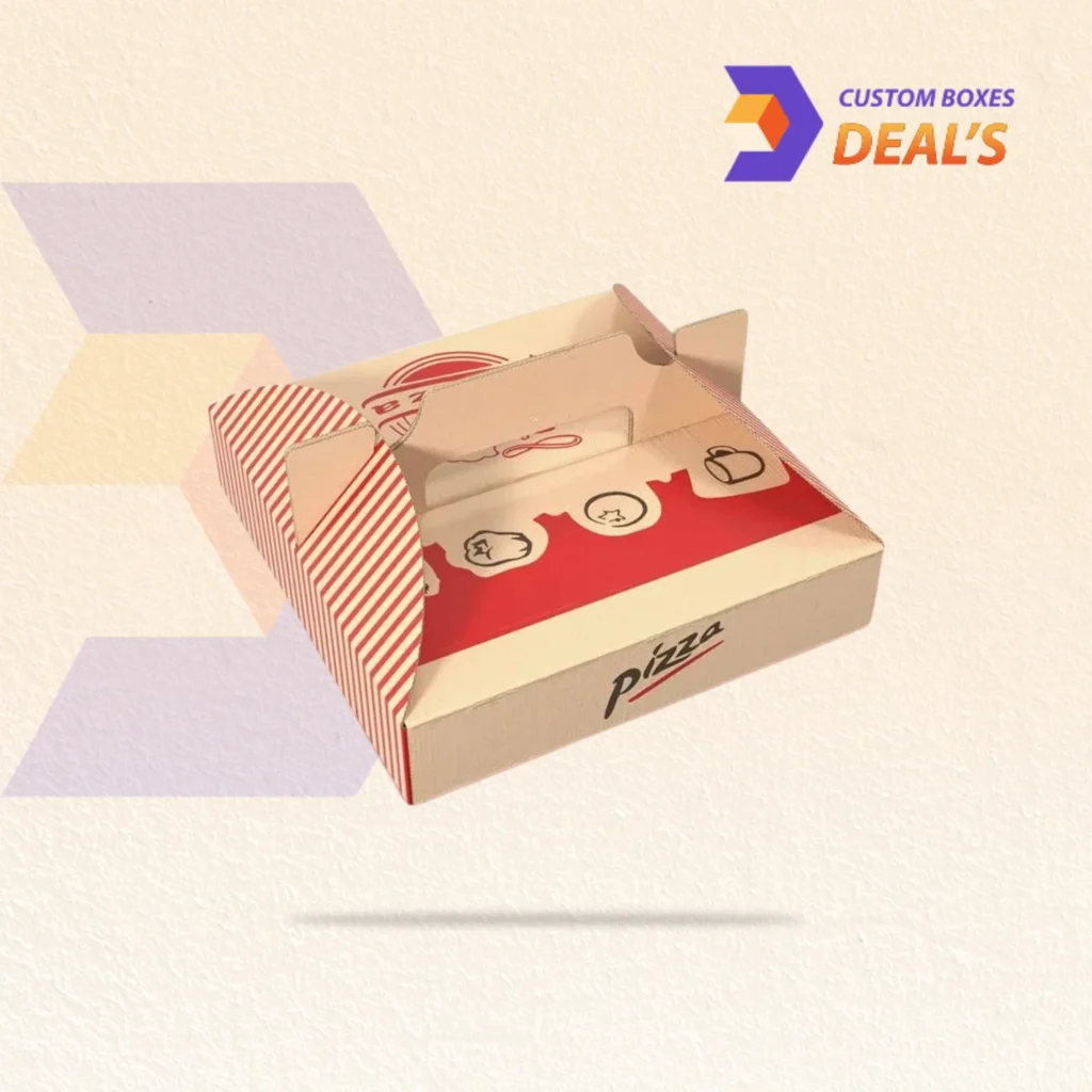 Pizza box with handle for convenient carrying and takeaway