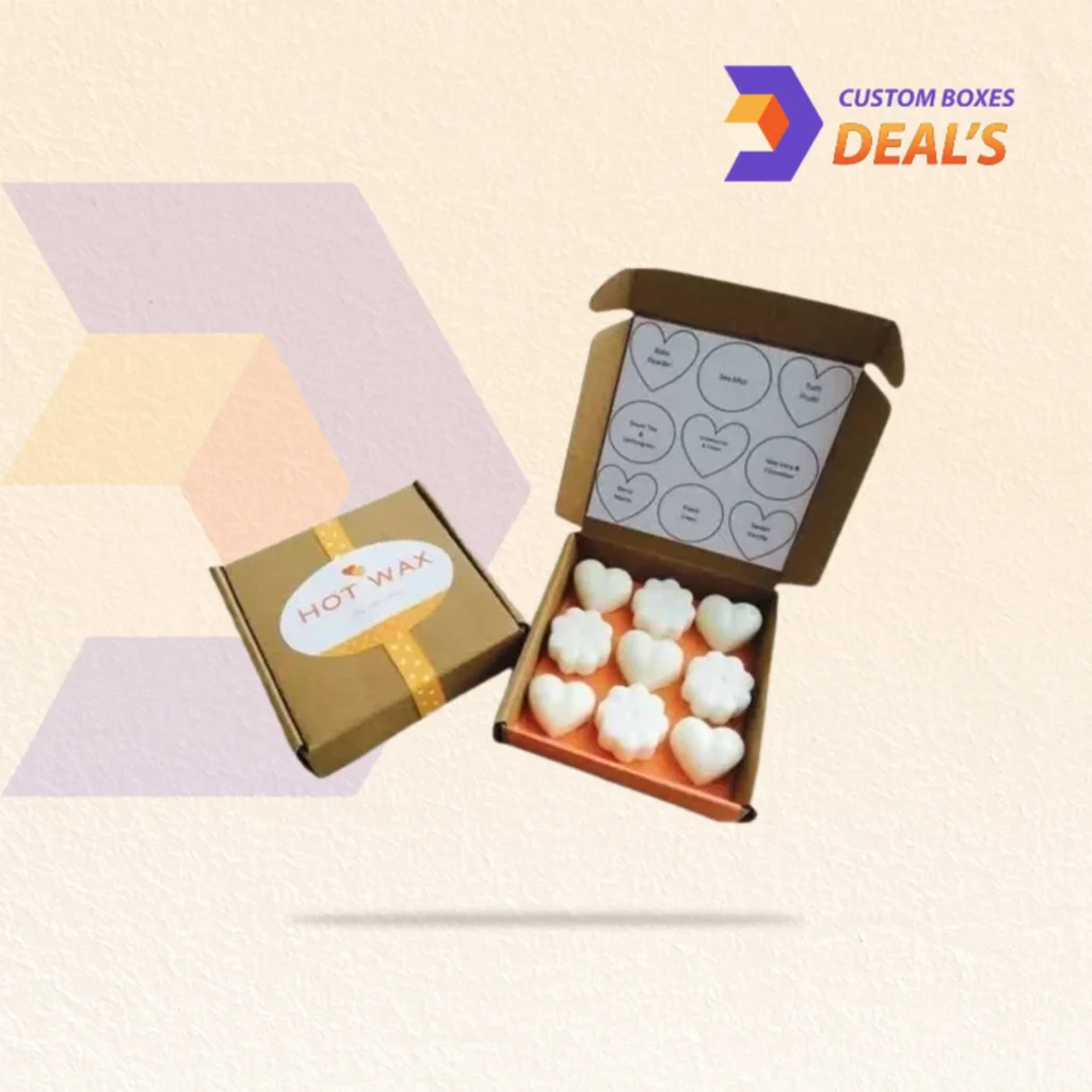 Premium wax melt packaging boxes with custom printing for fragrance brands