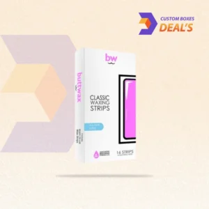 Custom printed wax strip packaging with professional logo branding for beauty and personal care products