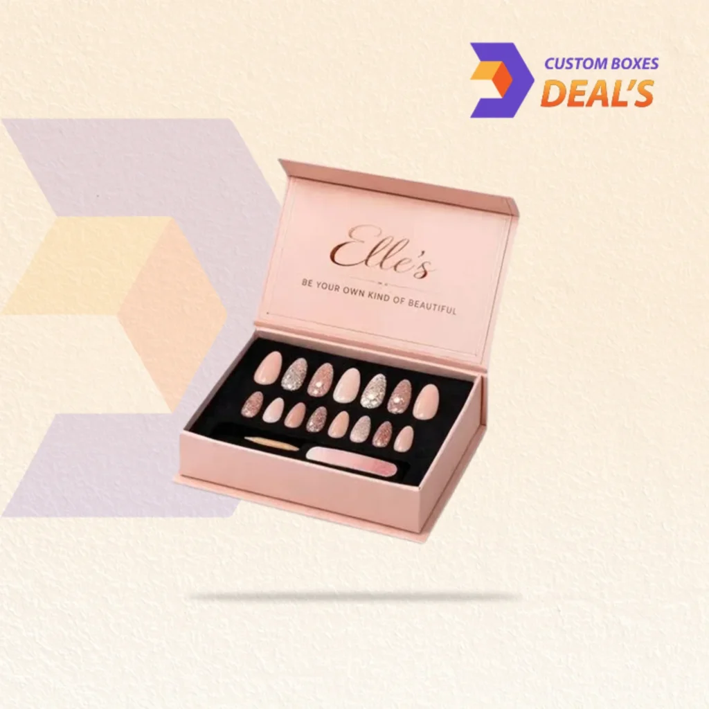 Premium press on nail packaging boxes with personalized design and branding