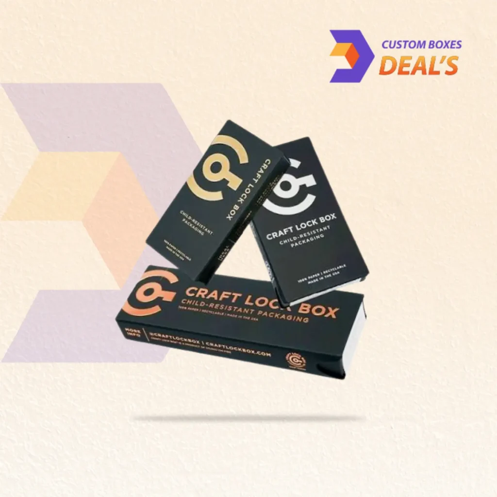 Custom recyclable child resistant boxes with durable construction and eco friendly packaging for branded products