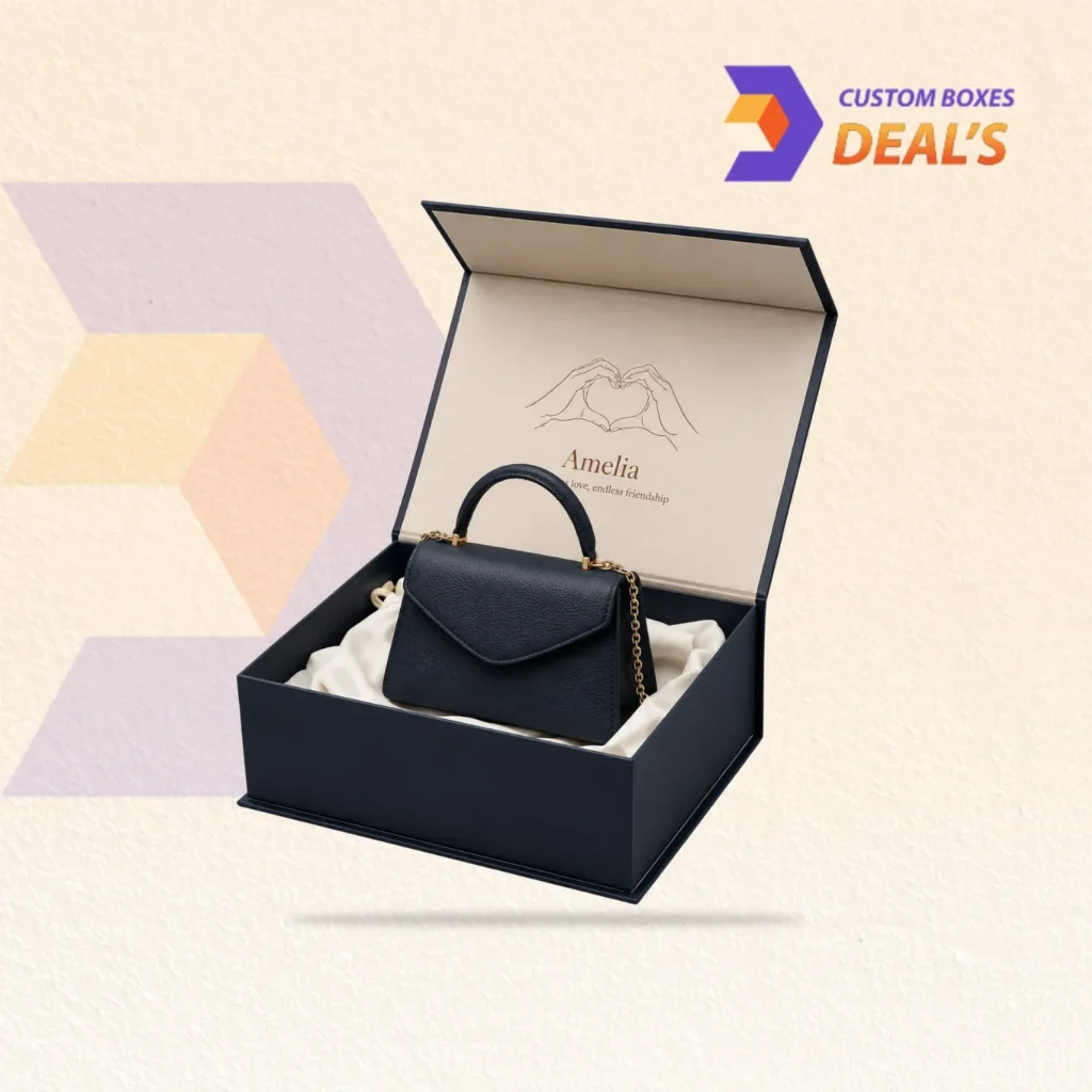 Purse gift boxes with elegant designs for handbags, accessories, and luxury gift packaging.