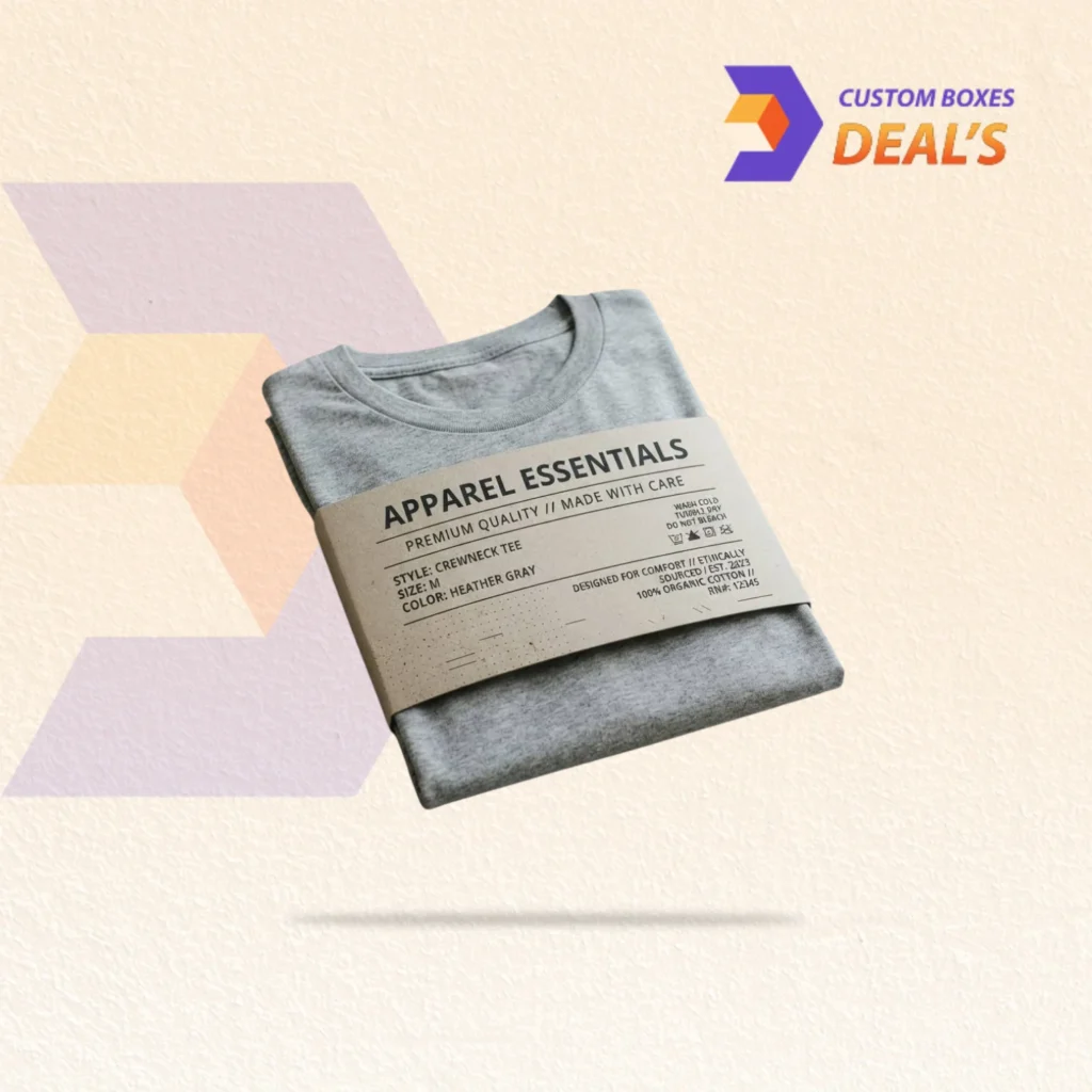 Custom shirt wraps with logo for apparel collections, gift sets, and subscription boxes