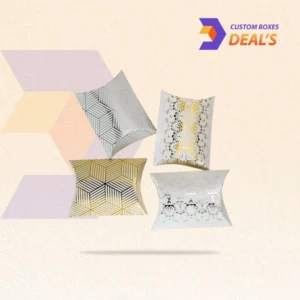 Branded custom silver pillow boxes designed for retail and promotional products