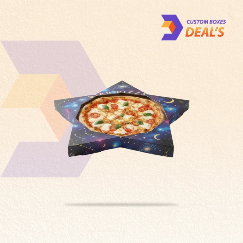 Star pizza box for creative pizza packaging, takeaway, and delivery