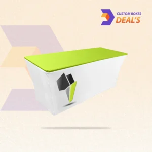 Branded packaging for tablecloths featuring custom logos and artwork