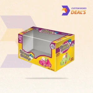 Custom toy box with transparent window for branded presentation and easy product viewing