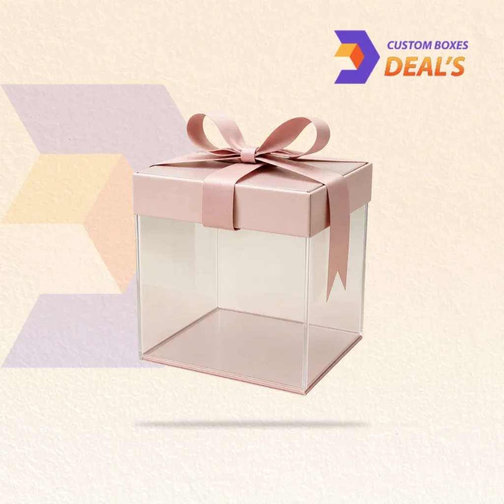 Transparent gift boxes with clear designs for elegant product display and premium gift presentation.