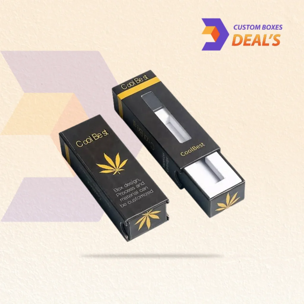 Wholesale packaging for vape cartridges featuring custom artwork and protective box construction