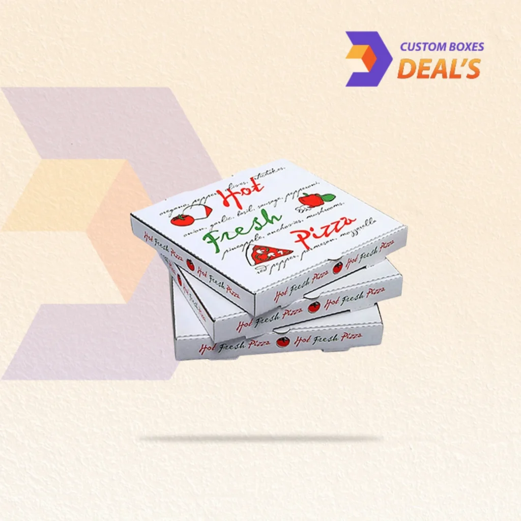 White corrugated pizza packaging for restaurants, takeaway, and delivery