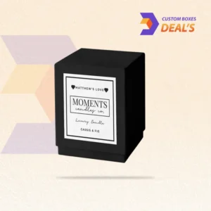 Elegant black boxes for candles with custom artwork for eCommerce and shelf display