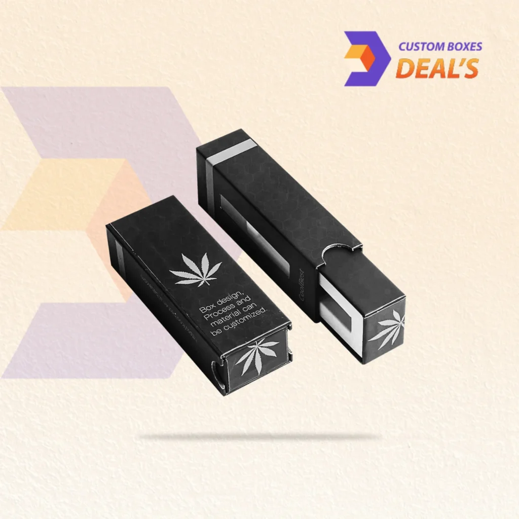 Wholesale drawer-style vape boxes customized with brand logos, colors and product details