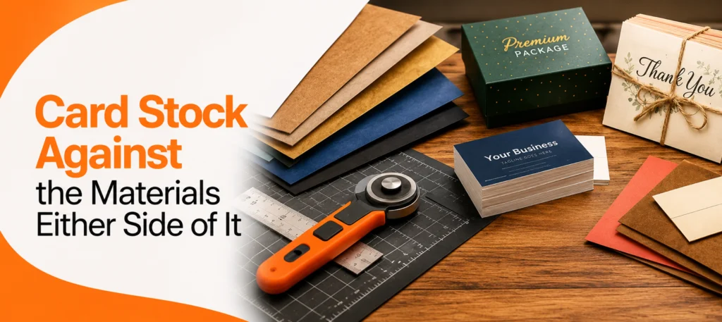Card Stock Against the Materials Either Side of It