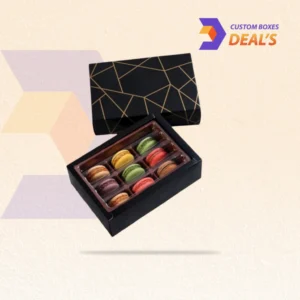 Black cardboard boxes for macaron packaging