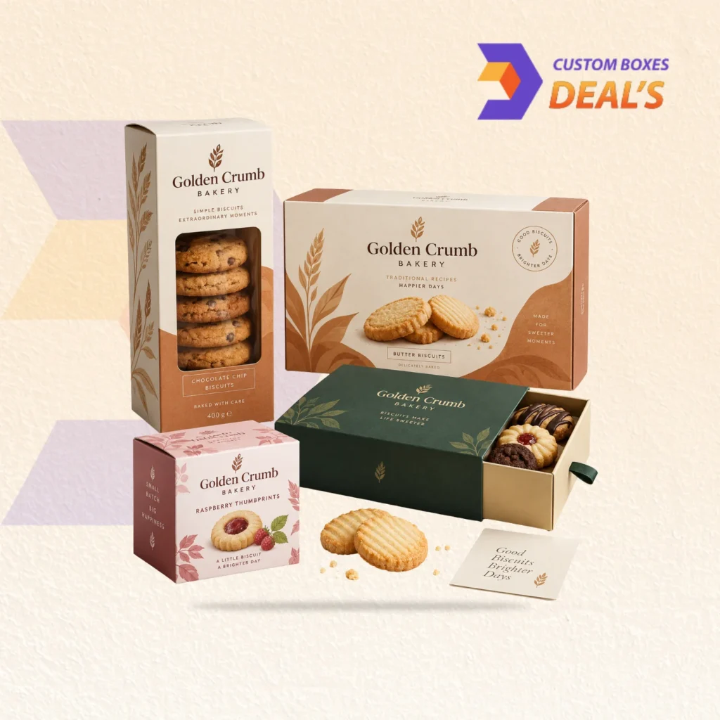 Custom biscuit boxes with logo for branded bakery products