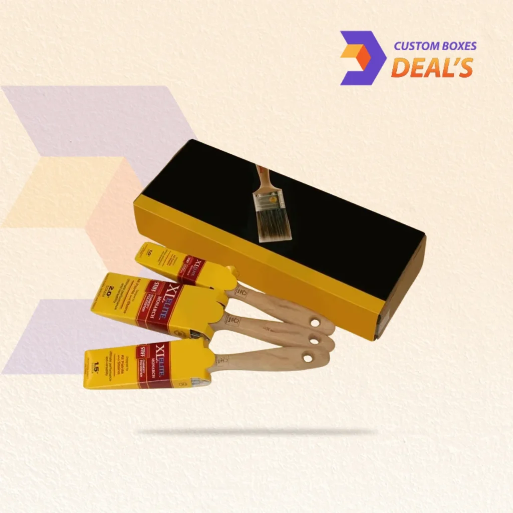 Printed brush packaging with durable construction for attractive retail display and product protection