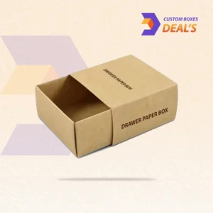 Custom cardboard drawer boxes with printed branding and design