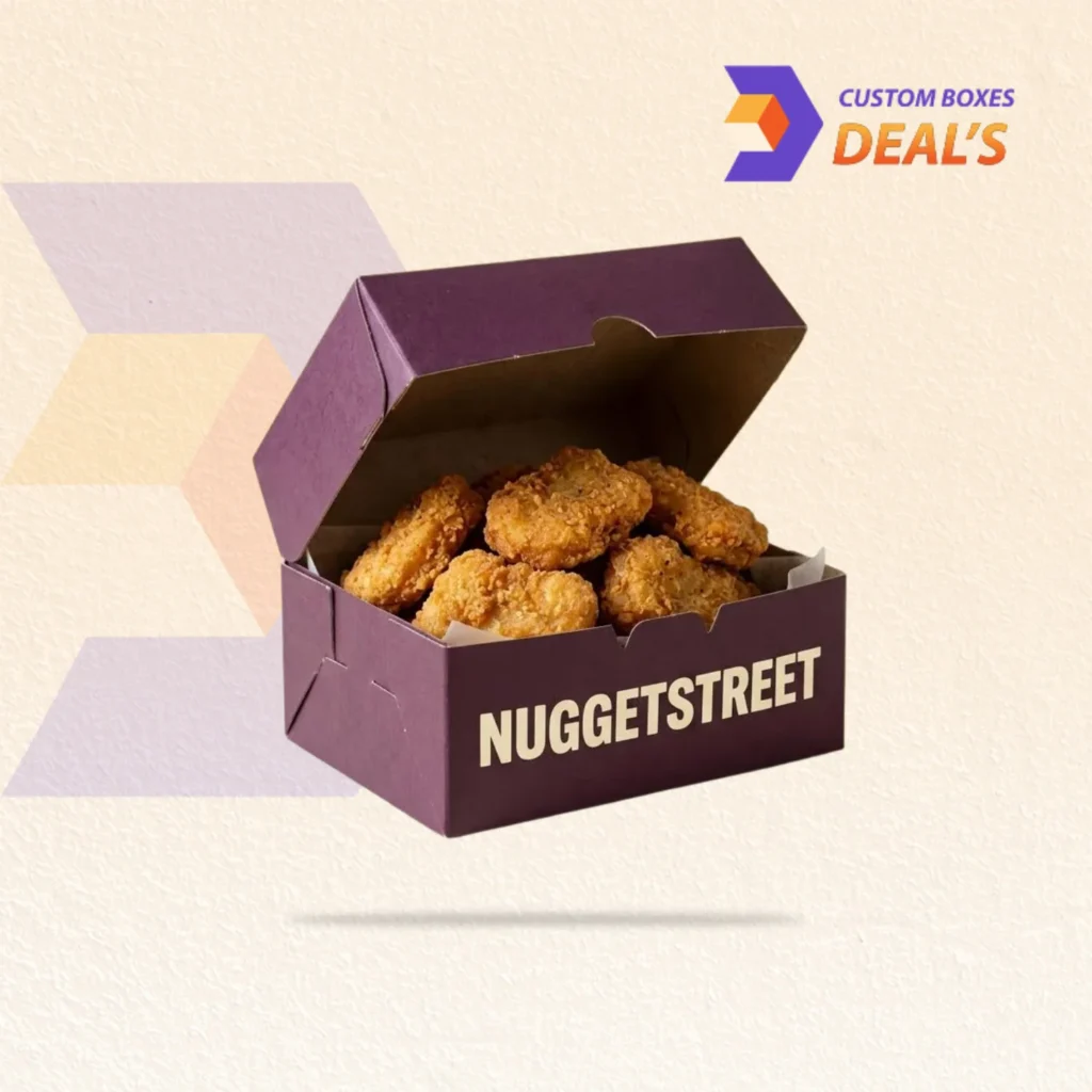 Custom chicken nugget boxes designed for secure food packaging and presentation