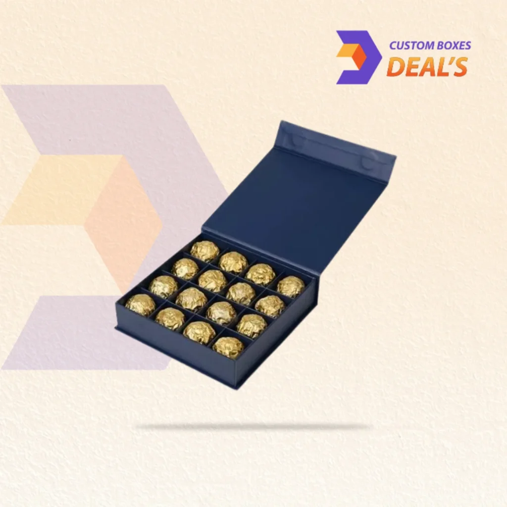 Chocolate box with dividers designed to keep individual chocolates organised and protected