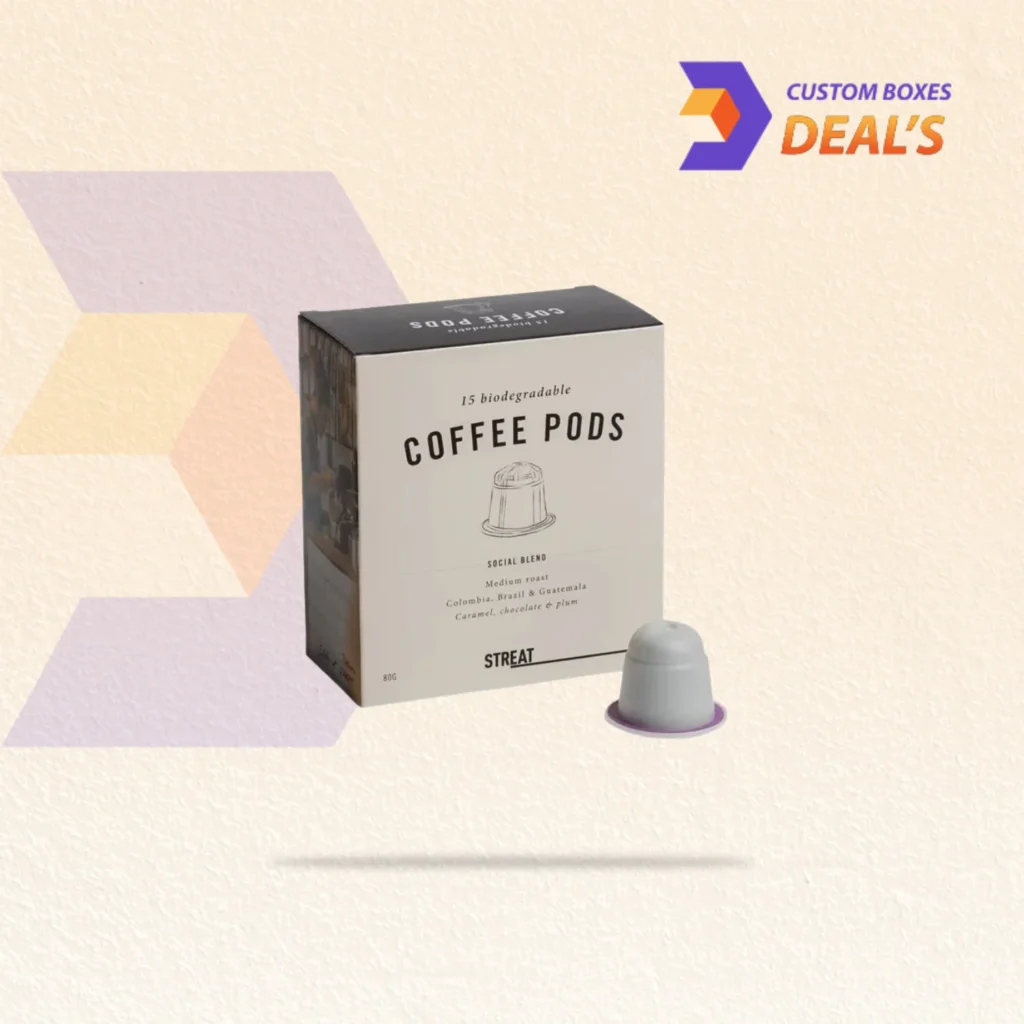 Custom coffee pod boxes designed for secure and attractive coffee packaging