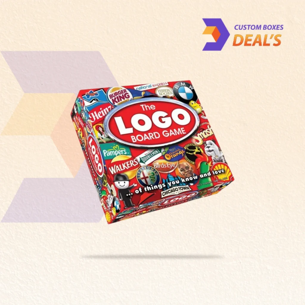 Custom game board boxes with printed artwork and branding