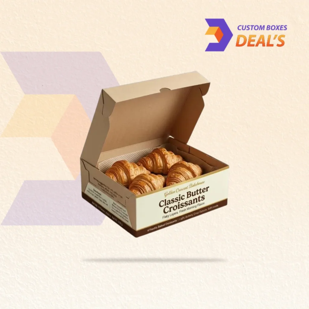 Protective custom packaging boxes for buttery croissants and pastries