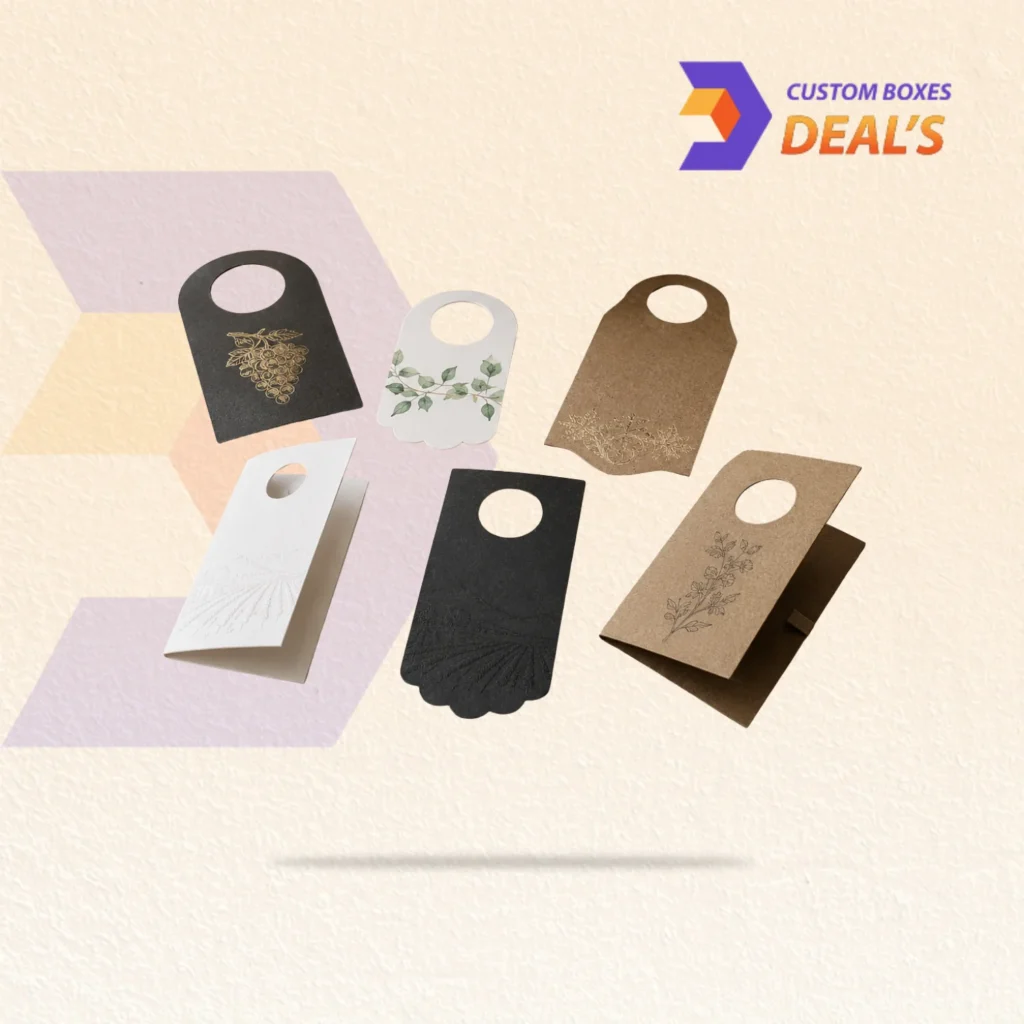 Custom hang tags for bottle neck packaging