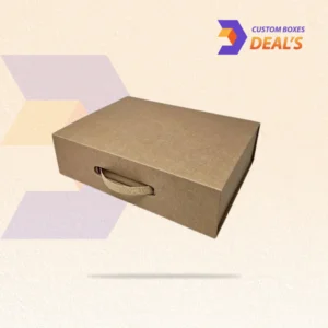 Custom briefcase boxes designed with convenient handles for secure and stylish product packaging