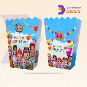 Custom Cocomelon themed popcorn boxes for kids' parties