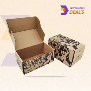 Custom printed corrugated boxes with vibrant branding and artwork