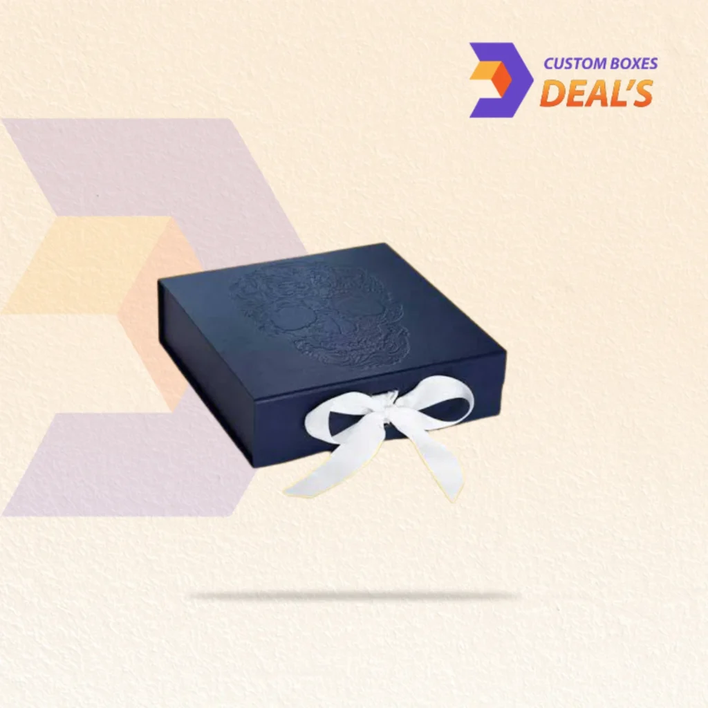Branded debossed boxes featuring a sophisticated recessed design for luxury packaging