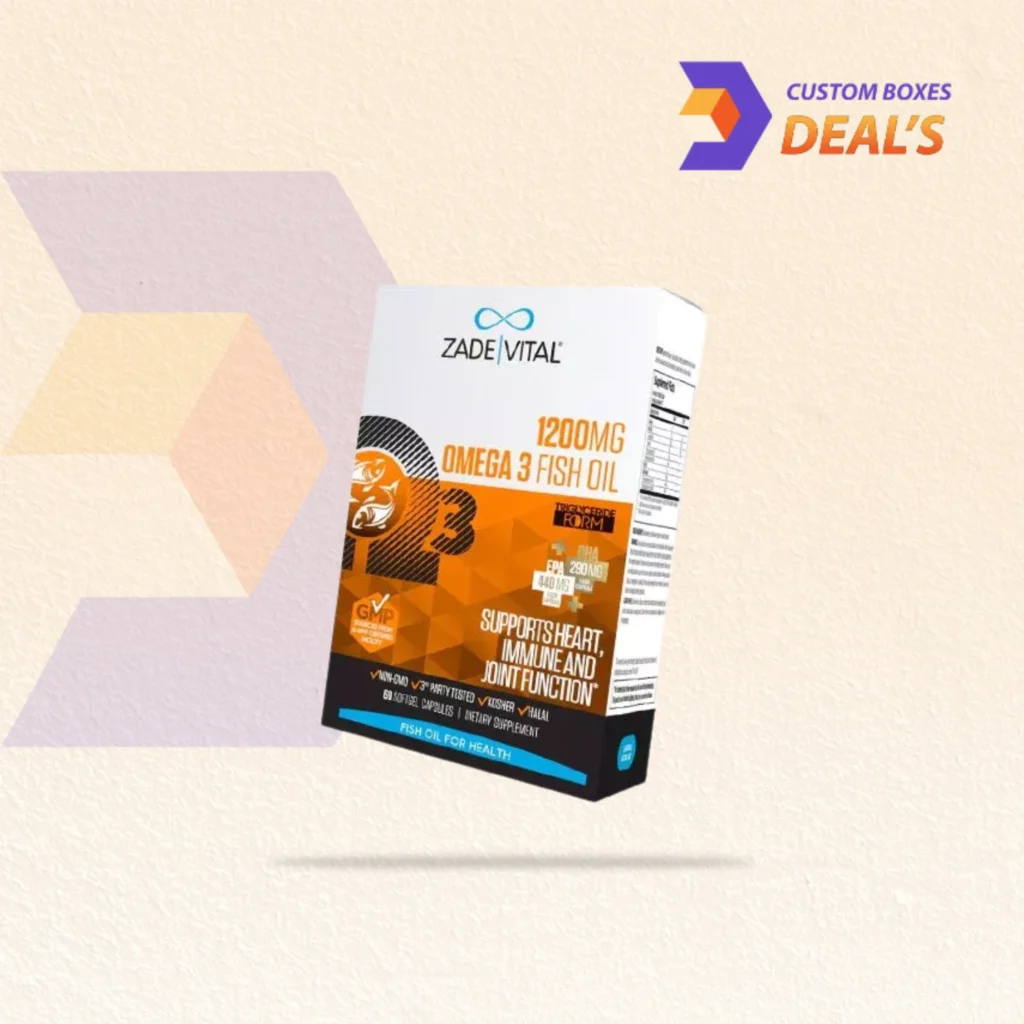 Printed fish oil packaging boxes with custom branding for attractive product display