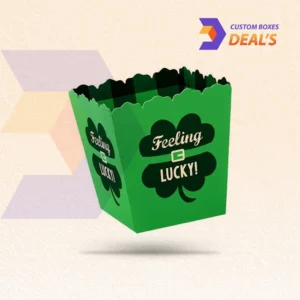 Green popcorn boxes with personalized printed designs