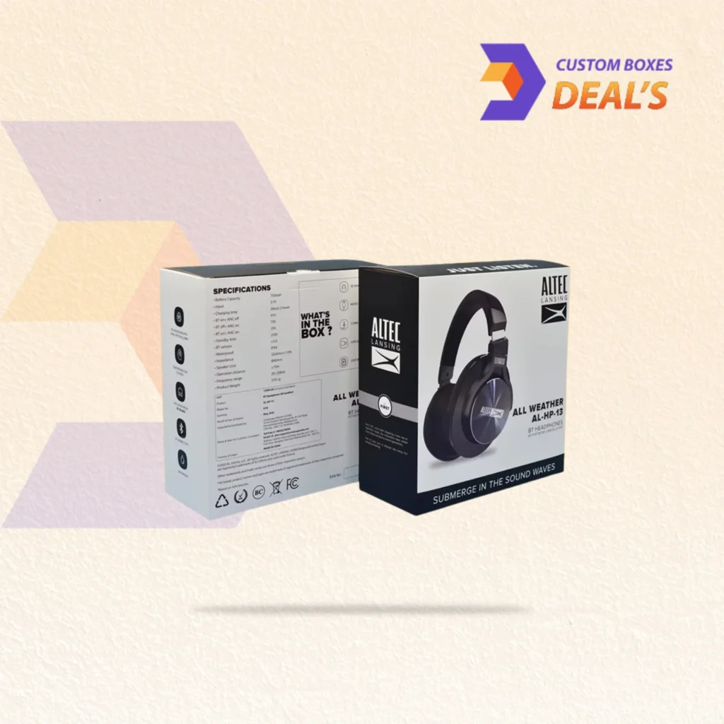 Personalized headphone boxes featuring stylish branding and protective product presentation
