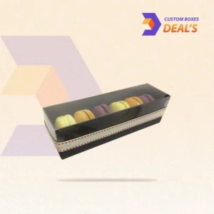 Custom macaron boxes with clear PVC display windows
