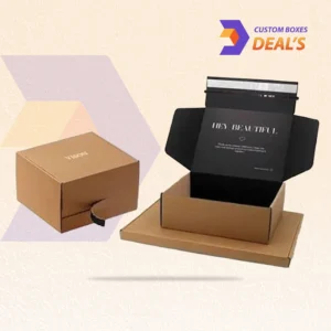 Custom printed mailer boxes featuring tear strip for retail and delivery packaging