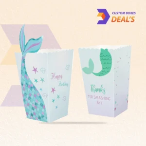 Mermaid themed popcorn boxes with custom printed designs