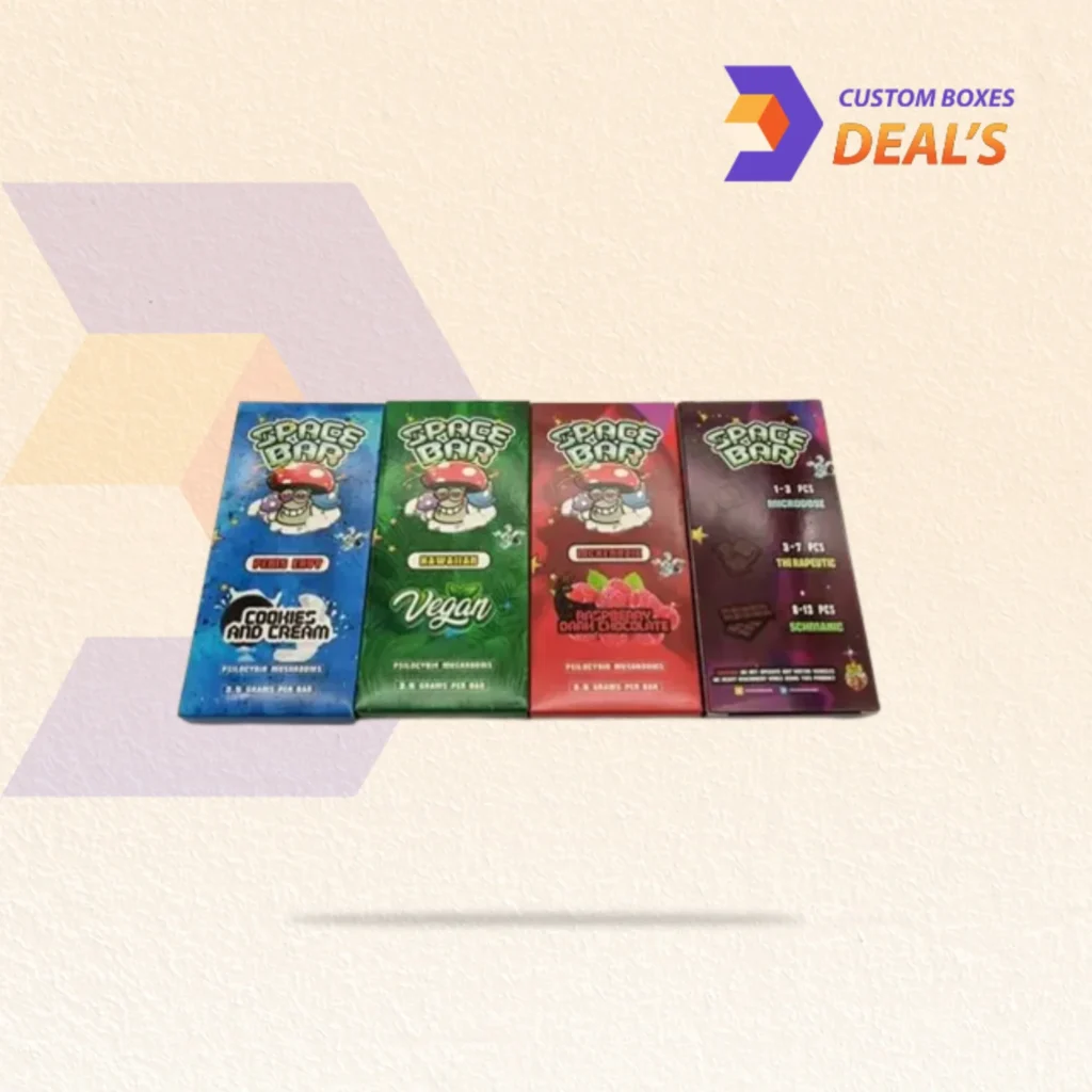 Mushroom chocolate bar packaging designed for branded confectionery products in the UK