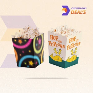 Custom popcorn boxes designed for colorful party celebrations