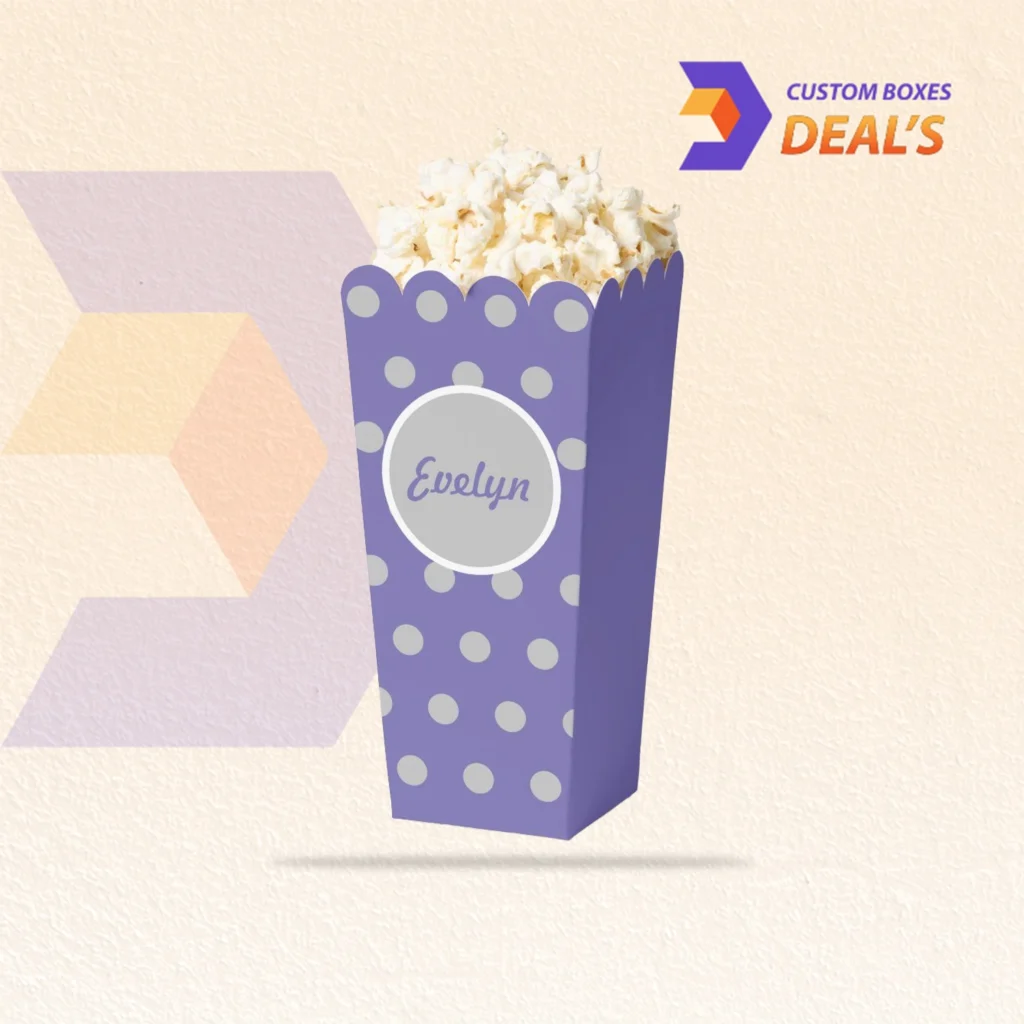 Pastel popcorn boxes with soft custom printed designs