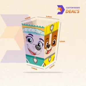 Paw Patrol themed popcorn boxes with custom printed designs