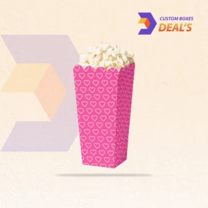 Pink popcorn boxes with personalized printed designs