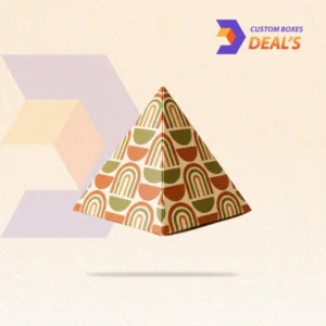 Printed custom pyramid boxes featuring an eye-catching structure for branded product presentation