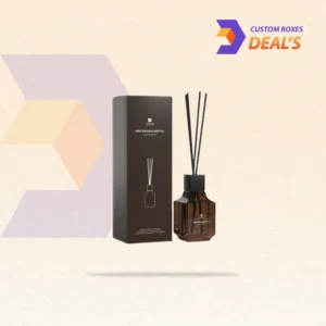 Custom reed diffuser boxes with printed branding for fragrance packaging.